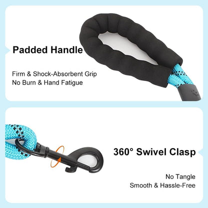 Dog Leash with Padded Handle, Slip Lead Leashes Strong No Pull Training Rope Highly Reflective Threads for Medium Large Dogs,Red,6 FT