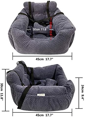 Series Deluxe Bucket Pets Dog Bed + Car Seat Carrier Booster Travel Safety with Two Removable Mats and Storage Pockets for Small Pets (Navy)