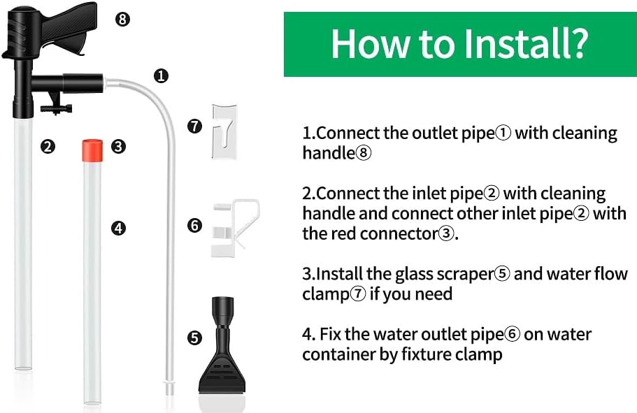 Aquarium Gravel Cleaner,Fish Tank Cleaner,Manual Vacuum Water Changer with 30ml Aquarium Vacuum Waste Remover Dropper, Cleaning Brush,Use for Water Changing Gravels Sand Washing