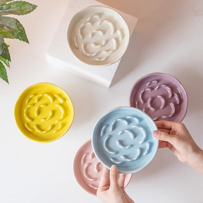 Slow Feeder Dog Bowl, Elevated Ceramic Dog Bowls for Small & Medium Pets – Slow Feeder Bowl, Puppy Essentials, Pet Supplies, Durable & Easy to Clean (Pink)