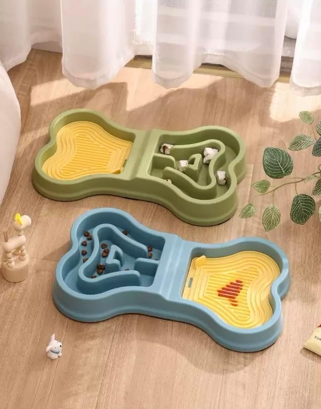 1 pcs Bone Shaped Dual-Purpose Slow Food Dispenser Bowl Anti Bulging Dispenser Suction Cup Suitable for Indoor and Outdoor Pet Feeding of All Breeds