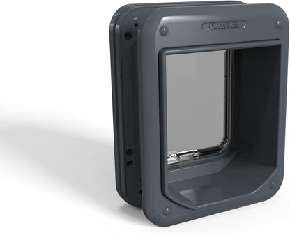 Closer Pets Microchip Activated Cat Flap (360) - ISO and AVID Compatible, for Small to Medium Cats, Accommodates up to 30 Pets, for Single/Multiple glazing, UPVC, walls and Wood, Grey