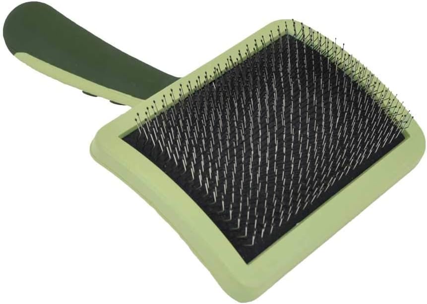 Coastal Dog Slicker Brush, Green - Grooming & Shedding Brush for Dogs of All Hair Types - Curved Design for Easy Detangling - Non-Slip Handle, 6.75'' x 4.25''