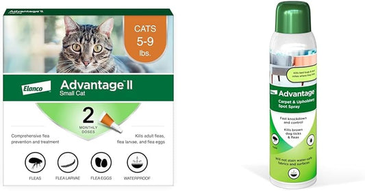 Bundle of Advantage II Vet-Recommended Flea Treatment & Prevention | Cats 5-9 lbs. + Advantage Carpet & Upholstery Spot Spray 16 oz.