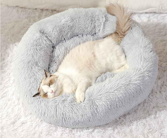 Dog & Cat Bed for Indoor Cats,Dog Cat Bed for Small Dogs Cats,Diameter 14", Grey