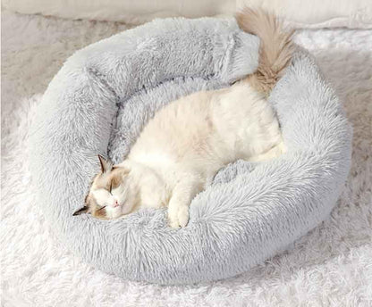 Dog & Cat Bed for Indoor Cats,Dog Cat Bed for Small Dogs Cats,Diameter 14", Grey