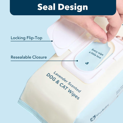 Dog-Wipes-for Paws and Butt - 8" x 8" Hypoallergenic, Hydrating Pet Grooming Wipes for Dogs Cats Cleaning Deodorizing (Lavender, 100 Count)