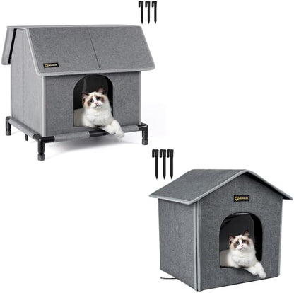 MIU COLOR Large Outdoor Cat House, Upgraded Aluminum Foil Material, Weatherproof Elevated Shelter & Outdoor Cat House, Small Weatherproof Cat Houses
