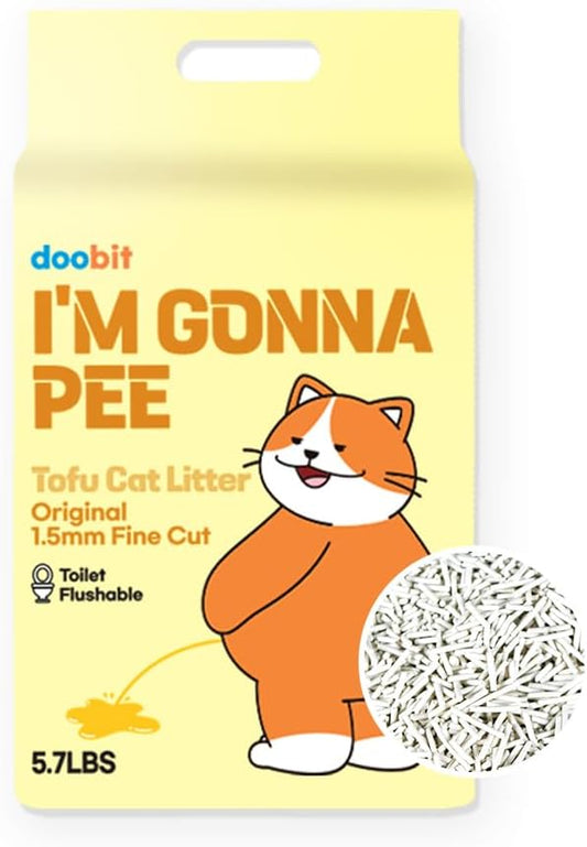 Tofu Cat Litter Flushable, Fast Clumping, Scoop Poop Easily, Less Dust, Less Tracking, Natural Non Toxic Cat Litter, Biodegradable cat Litte, sustainably Yours, I'm Gonna Pee(5.7lb x 1pack)