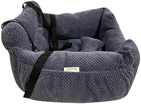 Series Deluxe Bucket Pets Dog Bed + Car Seat Carrier Booster Travel Safety with Two Removable Mats and Storage Pockets for Small Pets (Navy)
