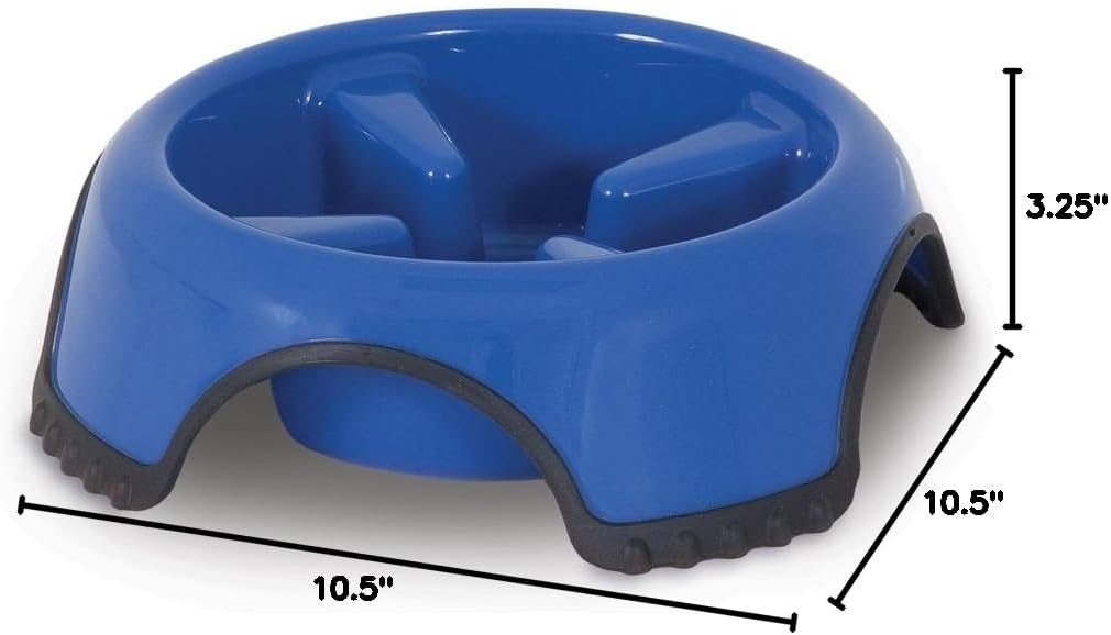 Petmate JW Skid Stop Slow Feed Bowl, Blue, Large (23496)