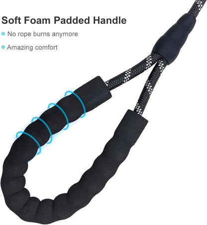 12ft Long Slip Leash with Padded Handle + 6ft Slip Lead Small Dog Training Leash, Black