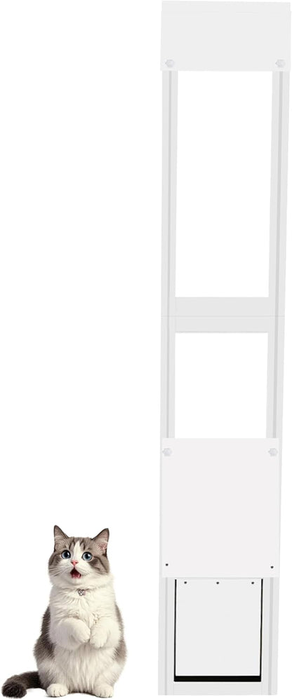 Cat Dog Door for Sliding Glass Door Easy Installation for Rentals and Apartments Lockable Weather Proof Adjustable Height 76.38" to 81.1" Ideal Pet Access Solution for Homes