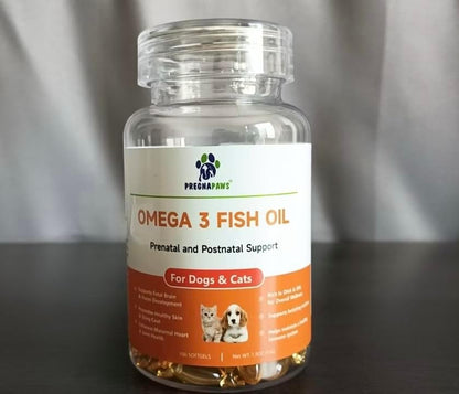 Omega 3 Fish Oil for Dogs & Cats | Dog Prenatal Vitamins | Joint Support | Brain & Heart Health | Pure EPA DHA Omega 3 for Dogs | 100 Soft Gels