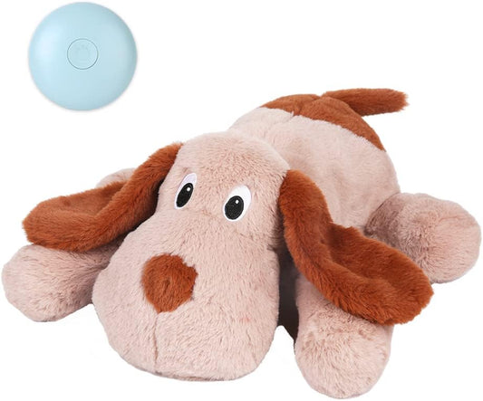 Puppy Heartbeat Toy, Dog Heartbeat Toy for Separation Anxiety Relief, Puppy Toy with Heartbeat Stuffed Animal Anxiety Calming Behavioral Aid Plush Toy for Dogs Cats Pets (Brown +)