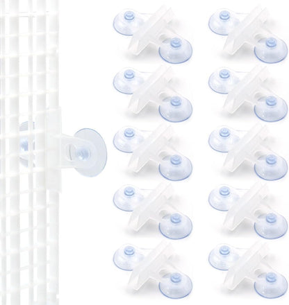 LINLAN Aquarium 10 Pieces Divider Suction Cup Clips, Glass Fixing Clips, Plastic Mesh Board Isolation Holders for Fish Tank (White-Translucent)