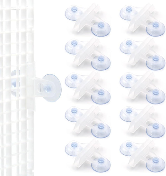 LINLAN Aquarium 10 Pieces Divider Suction Cup Clips, Glass Fixing Clips, Plastic Mesh Board Isolation Holders for Fish Tank (White-Translucent)