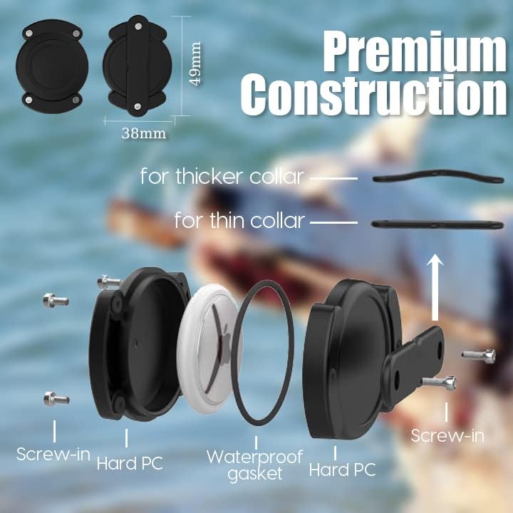 IPX8 Waterproof Airtag Dog Collar Holder, Protective Anti-Chew Anti-Scratch Hard PC Luminous Air Tag Case Mount with Anti-Lost Screws for Apple Airtag