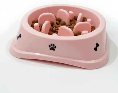 Pink Slow Feeder Dog Bowl, Non-Slip Puppy Bowl with Fun Maze Design for Healthy Eating & Bloat Prevention, Boxed Packaging, 2-Pack for Small & Medium Dogs
