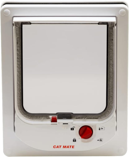 Cat Mate 4-Way-Locking Electromagnetic Cat Flap (254) - Exclusive Entry Collar Magnet Operated, for Small to Average-Sized Cats, for UPVC, Wood and Wall, White