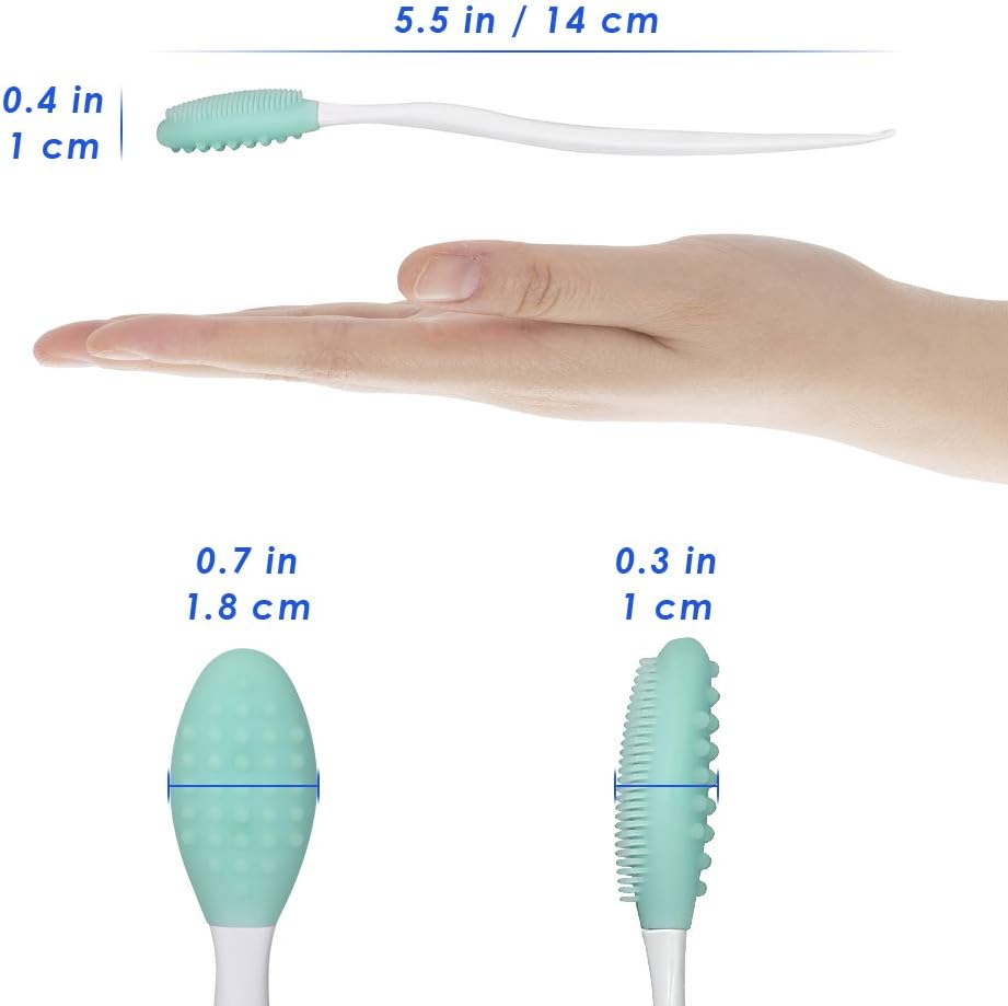 Dog Toothbrush, 4 Packs Silicone Pro Double-Sided Soft Comfort Gentle Dental Brushes Set Kit with 5.7 inches Curved Long Handle for Puppy Small Medium Dogs Cats Most Pet (Set 1)