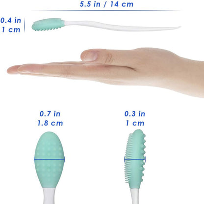 Dog Toothbrush, 4 Packs Silicone Pro Double-Sided Soft Comfort Gentle Dental Brushes Set Kit with 5.7 inches Curved Long Handle for Puppy Small Medium Dogs Cats Most Pet (Set 1)