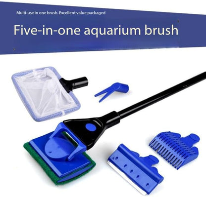 Fish Tank Glass Cleaning Brush, Aquarium Tool, Fishing net for Collecting Aquatic Plants, Algae Scraper, Long-Handled Multi-Functional Cleaning Set