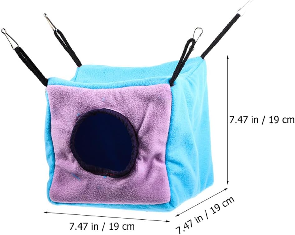 Small Animal Hanging Hammock Cage with Double-Layer Cozy Cube Bed for Hamsters Squirrels Ferrets and Chinchillas Small Pet Suspend Cage Hideout