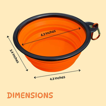 Collapsible Cat Bowl, Maze Design Pet Puzzle Feeder, 650ml Dog Slow Feeding Bowls, Dog Slow Feeding Bowl with Carabiner Portable BPA-Free Silicone Pet Bowls for Hiking, Travel, Camping - Color Orange