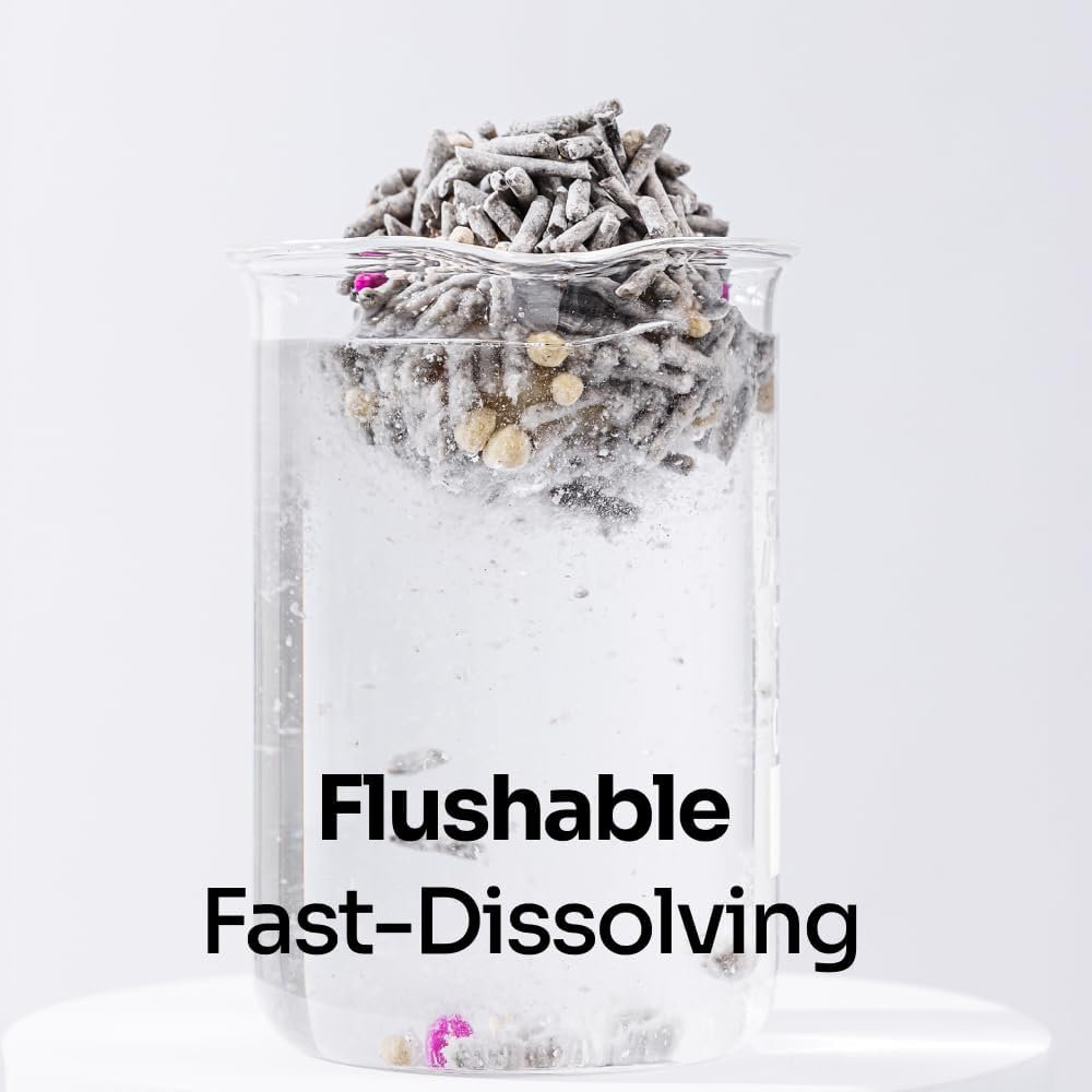 5 in 1 Mixed Cat Litter – Clumping, Flushable, Ultra Absorbent & Fast Drying | 100% Natural, Dust-Free, Low Tracking | with Activated Carbon for Superior Odor Control (5.5 lbs × 1 Bags)