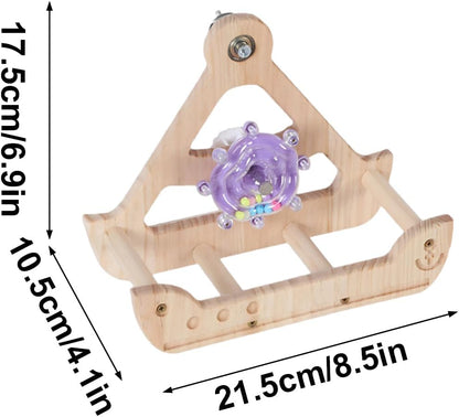 Bird Perch Toy,Wooden Hangable Swing - Bird Toys - for Pets Hummingbirds Backyard Play Enrichment Exercise Climbing Foraging