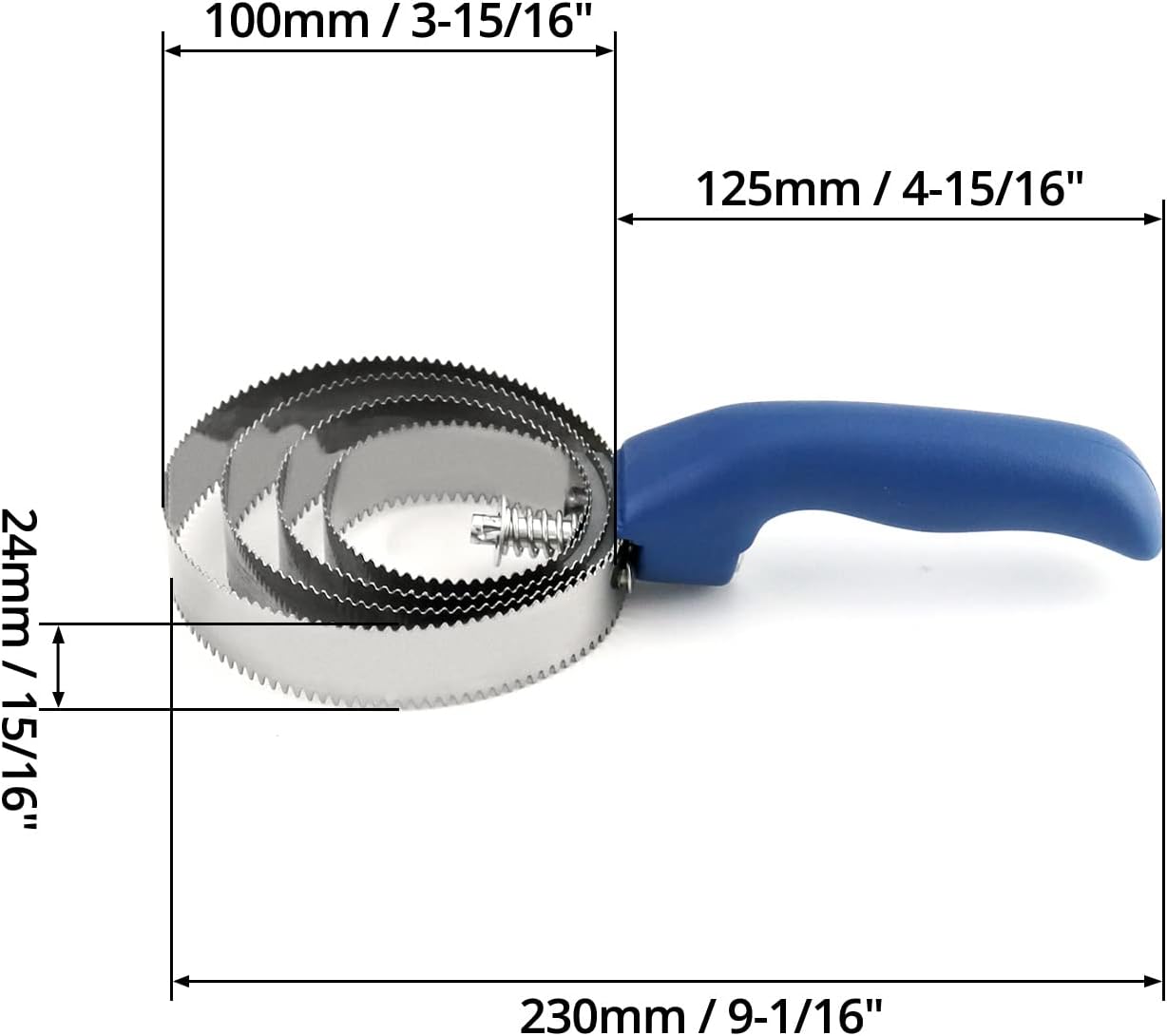 QWORK Double Sided Curry Comb, 2 Pack 4 Rings Stainless Steel Curry Comb with Soft Touch Grip, Blue