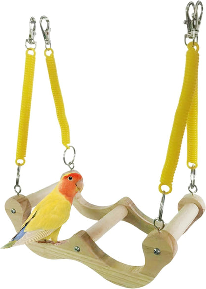 Visibility Cage Toy, Swing Wooden Spring Swing Toy for Shotet - Fun Cockatoo Hammock, Bird Feeder Activity Accessory for Waveless Lovebirds