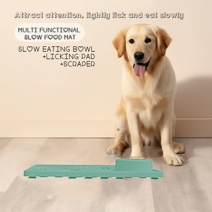 Dog Lick Mat with Suction Cups & Bonus Spatula – Slow Feeder Licking Pad for Dogs & Cats, Calming Treat Mat for Bath, Grooming & Anxiety Relief, Dishwasher Safe Silicone Pet Mat