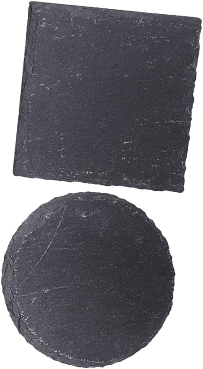 2Pcs Turtle Basking Platform Set, Wear-Resistant Stone Reptile Rocks, 10X10Cm Square Round Terrarium Decor for Tortoise Habitat and Aquatic Turtle Supplies