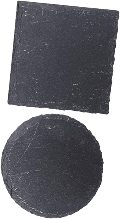 2Pcs Turtle Basking Platform Set, Wear-Resistant Stone Reptile Rocks, 10X10Cm Square Round Terrarium Decor for Tortoise Habitat and Aquatic Turtle Supplies