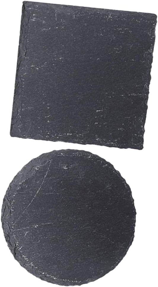 2Pcs Turtle Basking Platform Set, Wear-Resistant Stone Reptile Rocks, 10X10Cm Square Round Terrarium Decor for Tortoise Habitat and Aquatic Turtle Supplies