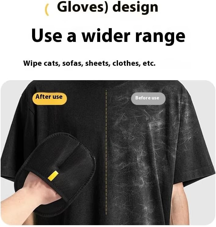 Reusable Pet Hair Removal Glove, Black Mesh, One Size Fits All, Washable Lint Cleaning Mitt with Ergonomic Design for Deep Detail Cleaning