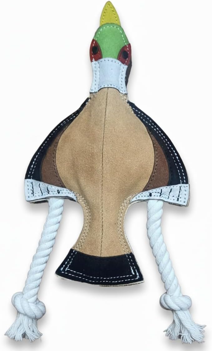 Eco Leather Pip Pheasant Toy Natural and Tough Dog Toys - Long Lasting Chew Toys for Aggressive Chewers - Strong Dog Toy for Dogs and Puppy