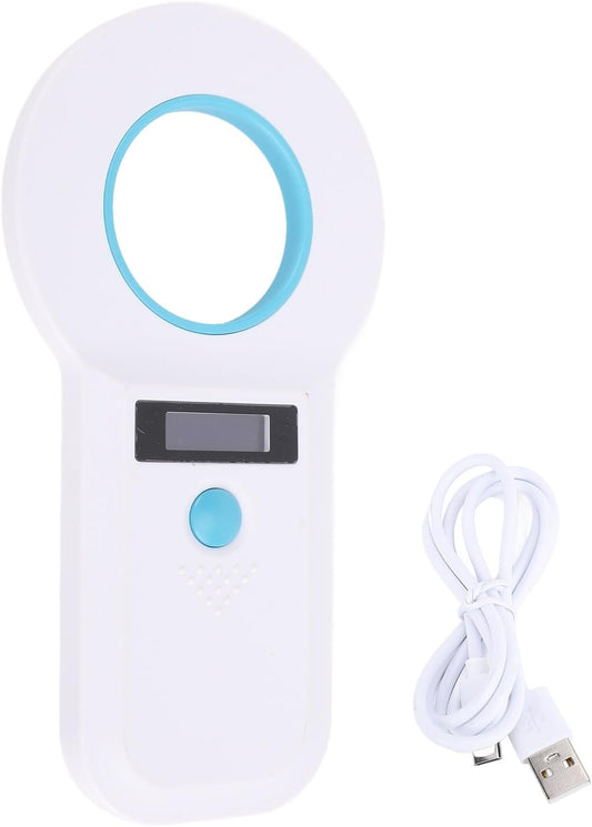 CHICIRIS Pet ID Reader, 2 in 1 Connection 134.2Khz 125Khz Animal Tag Scanner with High Brightness OLED Screen for EMID and FDX B ISO 11784/85