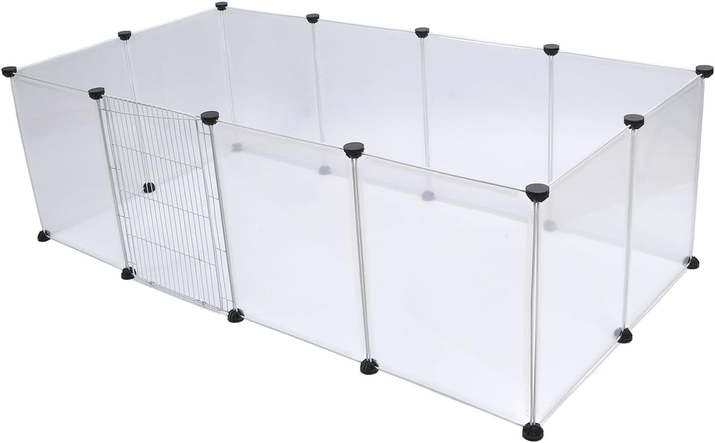 Pet Fence Portable 6 Pieces, Translucent Plastic Enclosure for Small Medium Dogs and Cats - Easy Assembly, Adjustable Size, Lightweight and Durable for Indoor Outdoor Use (12 Pieces L)