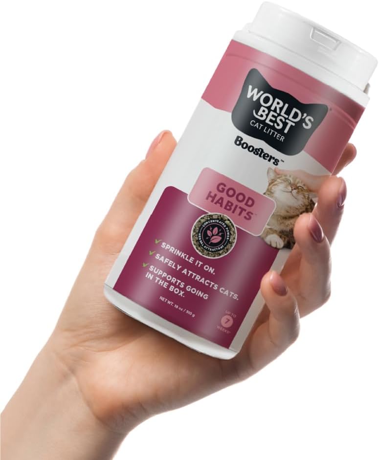 WORLD'S BEST CAT LITTER® Boosters™ Good Habits™ | Natural and Sustainable Cat Litter Additive | Attracts Your Cat to The Litter Box and Helps Avoid Accidents | Plant-Based Attractant | 18 oz Canister