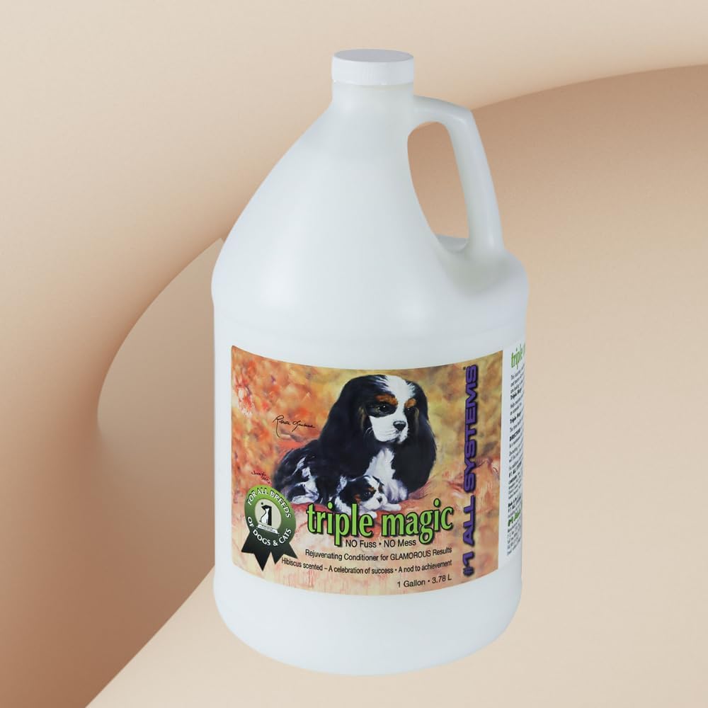 #1 All Systems Triple Magic Conditioner, Professional Strength, All Coat Types, Leave-in or Rinse, De-Matting & Detangling, Concentrated Formula with Triple Oils