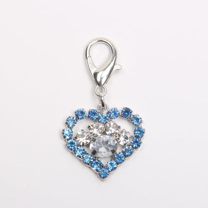 Bling Rhinestones Heart&Paw Charm Pendant Jewelry for Pet Dog Cat Puppy Necklace Collar Accessory
