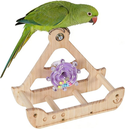 Bird Perch Toy,Wooden Hangable Swing - Bird Toys - for Pets Hummingbirds Backyard Play Enrichment Exercise Climbing Foraging
