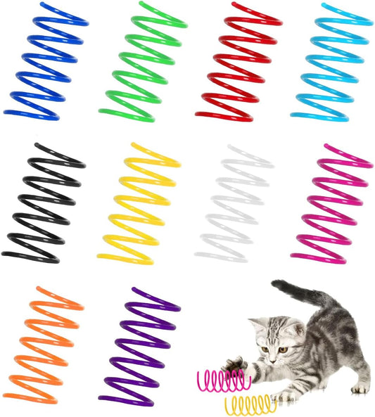 100 Pack 10 Colors Cat Spring Toys, Plastic Spiral Spring Cat Toys for Indoor Cats, Colorful Interactive Toy for Kittens, Cat Exercise Toys for Active Play