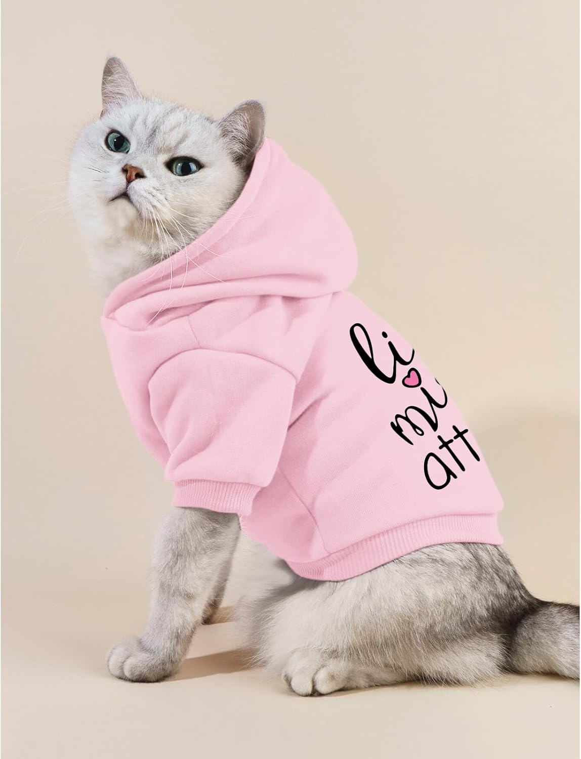 Cat Hoodies for Cats Puppy Pet Clothes Cat Apparel Little Miss Attitude Print Dog Hoodie for Small Medium Dogs Outfits for Kittens(Pink,M)