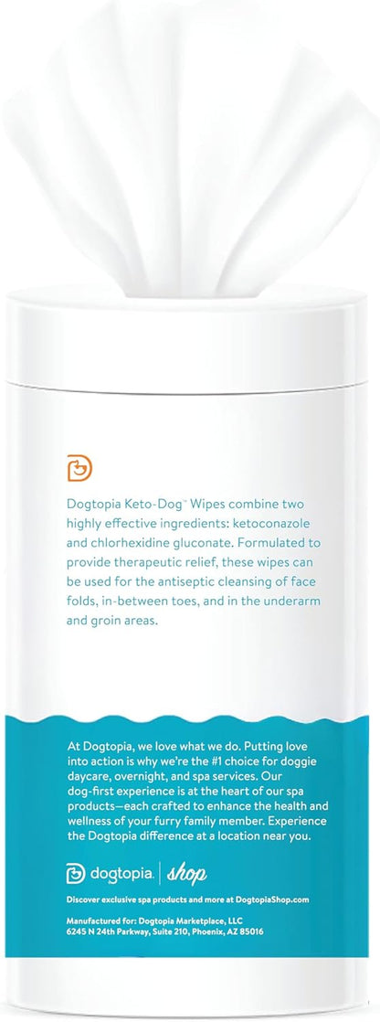 Dogtopia Keto Dog Wipes for Pets (60ct) | Soothing and Convenient Wipes for Pets’ Irritated Skin | Relief for Skin Problems in Dogs