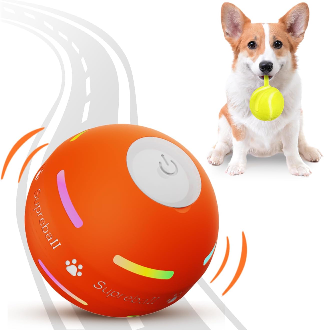 PetDroid Interactive Dog Toys Dog Ball,[2025 Newly Upgraded] Durable Motion Activated Automatic Rolling Ball Toys for/Small/Medium/Large Dogs,USB Rechargeable(Orange)