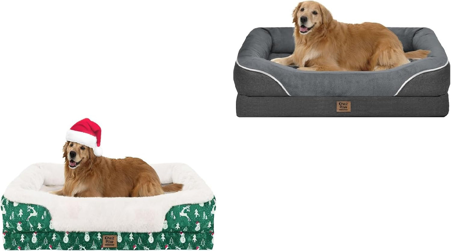 Washable Orthopedic Large Dog Bed - Removable Orthopedic Foam Dogs Beds with Bolsters Waterproof Large Dog Bed and Non-Slip Bottom Extra Large Dogs Beds Sofa